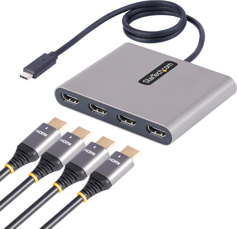 Star Tech .com USB C to Quad HDMI Adapter, USB-C to 4x HDMI Monitor Converter for Windows, TAA (no support for macOS/ChromeOS/Linux) - Image 1